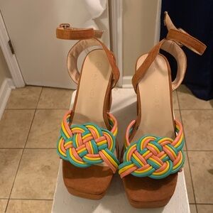 Rampage Women's Brown Multicolor Knotted Sandals